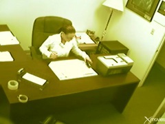 VidsPlus presents: Babe in boots masturbates pussy in the office