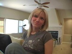 VidsPlus presents: Cute girl in jeans sings for the camera