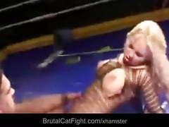 VidsPlus presents: Two cleaning ladies fight in the boxing ring and gets fucked