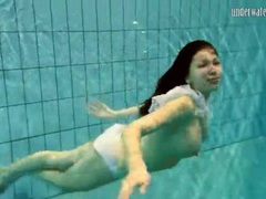 VidsPlus presents: Girl in white panties swims in pool