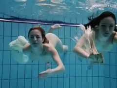 VidsPlus presents: Nearly naked girls go swimming in the pool