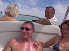 VidsPlus presents: Hot ass blondie britney drops her clothes for sex on the boat, Group Sex, Hardcore, Outdoor, Reality, Yacht, Foursome, Bikini