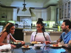VidsPlus presents: Ffm threesome on the bed with aila donovan and halle hayes