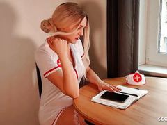 VidsPlus presents: German nurse lauren help guy with sex to get a sperm sample