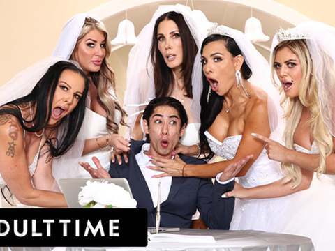 VidsPlus presents: Adult time - big titty milf brides discipline big dick wedding planner with insane reverse gangbang!