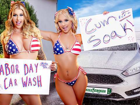 VidsPlus presents: Car wash duo shake tits and score big