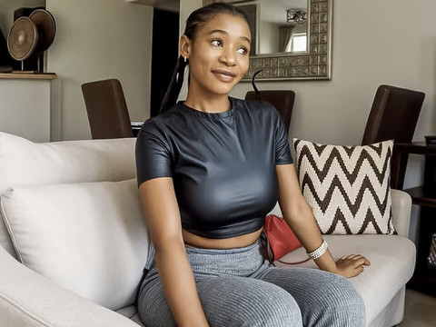 VidsPlus presents: Amateur ebony model tricked to suck white cock at couch casting call