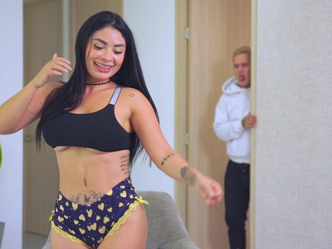 VidsPlus presents: Brunette alejandra palacios with hot ass sucking a hard cock