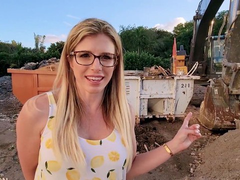 VidsPlus presents: Outdoors video of sexy blonde wife cory chase with glasses