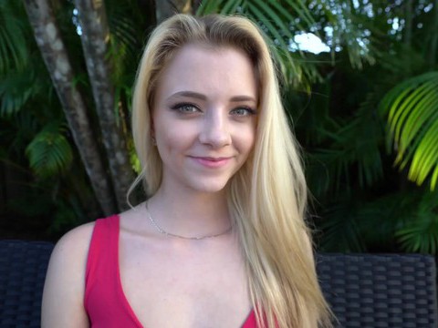 VidsPlus presents: Blonde neighbor riley star wants into the pool and offers her pussy