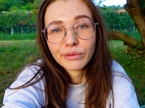 VidsPlus presents: Alone? outside on the fields i presnet my huge labia teen pussy and clit