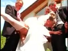VidsPlus presents: Gangbang of a hot bride with pissing