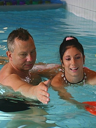 Vids Plus presents: Brunette teenage beauty fucked by a horny swim teaching paps