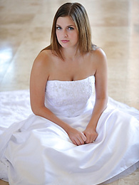 Vids Plus presents: Busty glamorous amateur Danielle models wedding gown indoors & by the pool