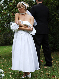 Vids Plus presents: Blonde bride Hayley Marie Coppin gets naked on a lawn while taking her vows